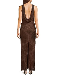 Butterfly Beaded Column Gown