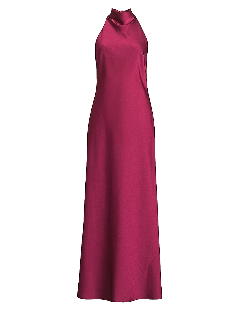 Satin Halter A-Line Gown