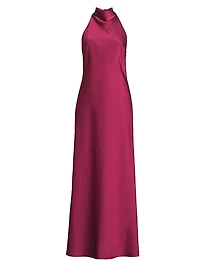 Satin Halter A-Line Gown