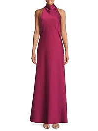 Satin Halter A-Line Gown