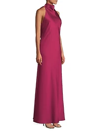 Satin Halter A-Line Gown