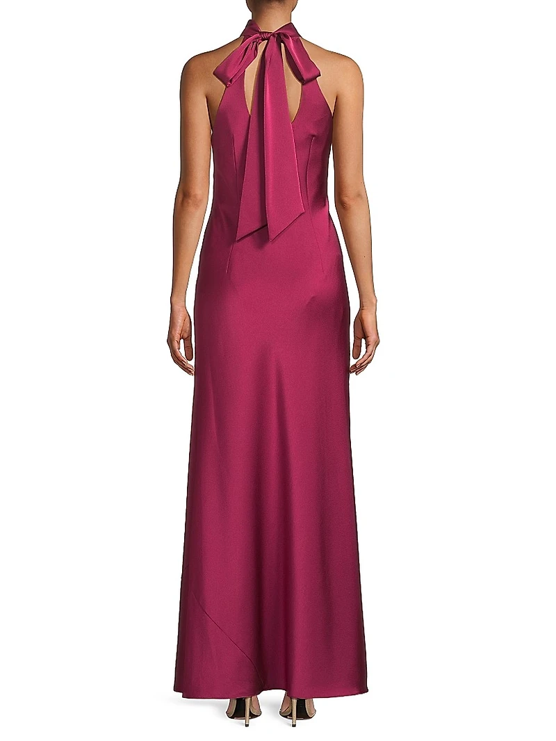 Satin Halter A-Line Gown