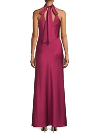 Satin Halter A-Line Gown