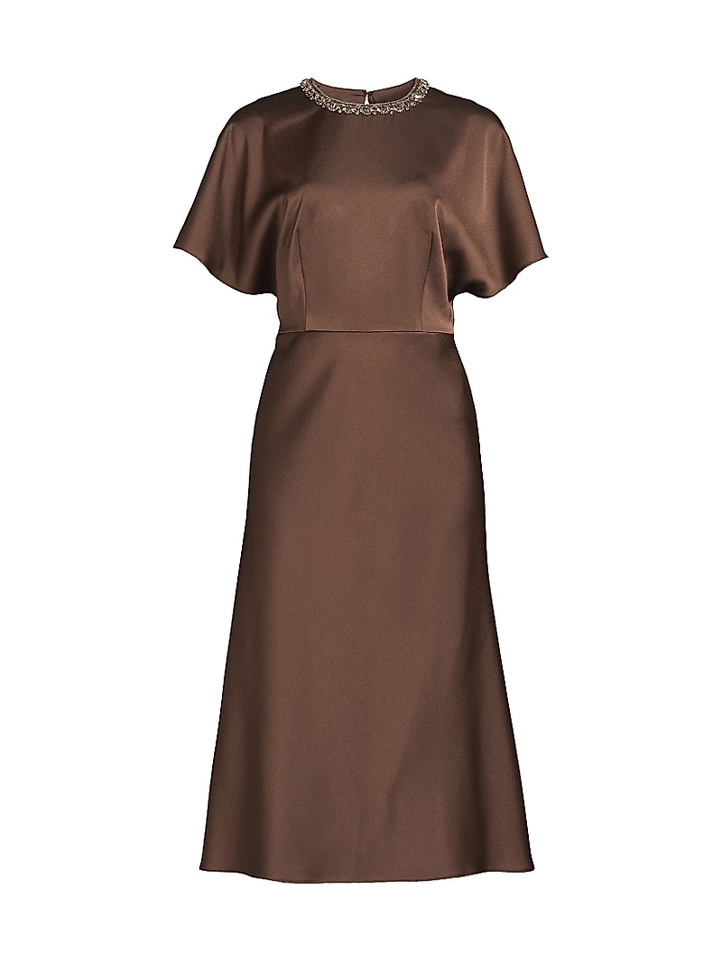 Satin Embellished Collar Cocktail Dress
