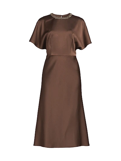 Satin Embellished Collar Cocktail Dress