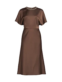 Satin Embellished Collar Cocktail Dress