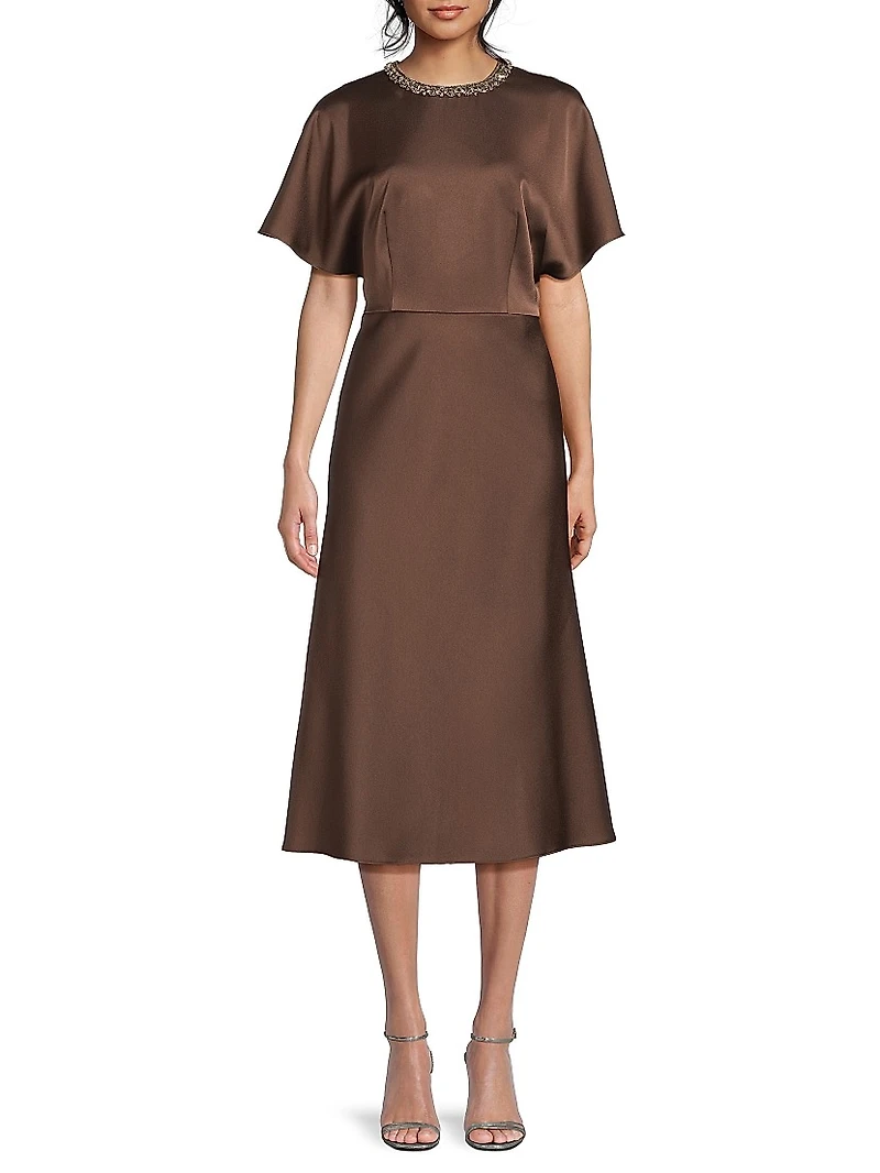 Satin Embellished Collar Cocktail Dress
