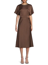 Satin Embellished Collar Cocktail Dress
