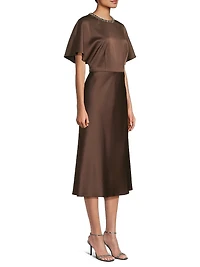 Satin Embellished Collar Cocktail Dress