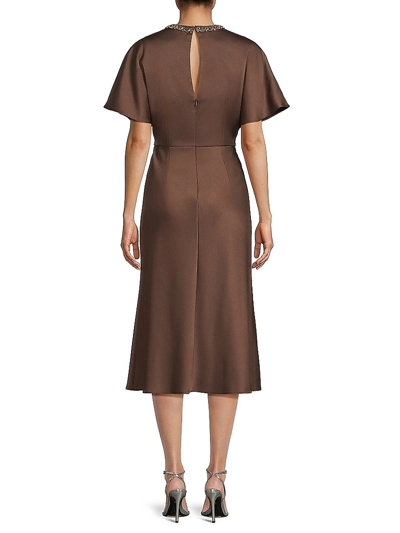 Satin Embellished Collar Cocktail Dress