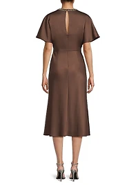 Satin Embellished Collar Cocktail Dress