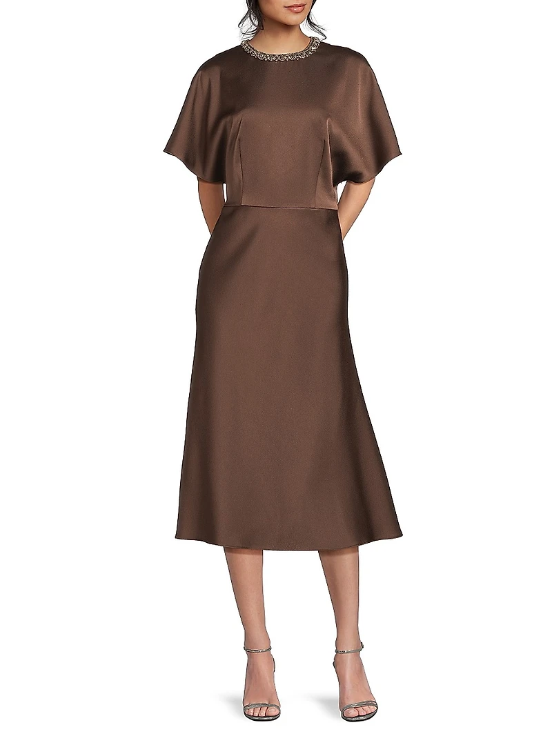 Satin Embellished Collar Cocktail Dress