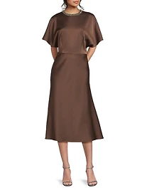 Satin Embellished Collar Cocktail Dress