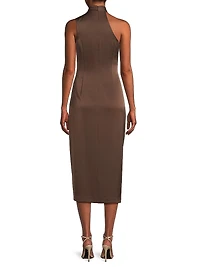 Satin Draped Asymmetric Cocktail Dress