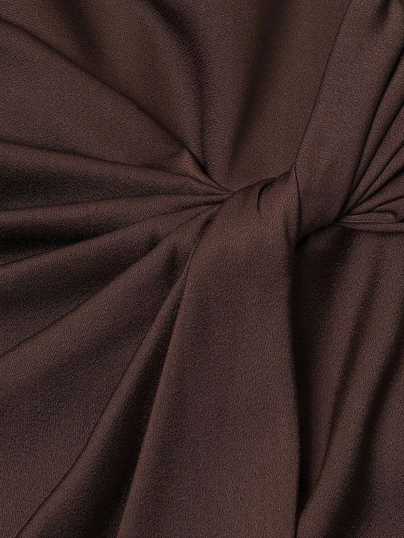 Satin Draped Asymmetric Cocktail Dress