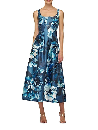 June Poppy Rose Satin Cocktail Dress