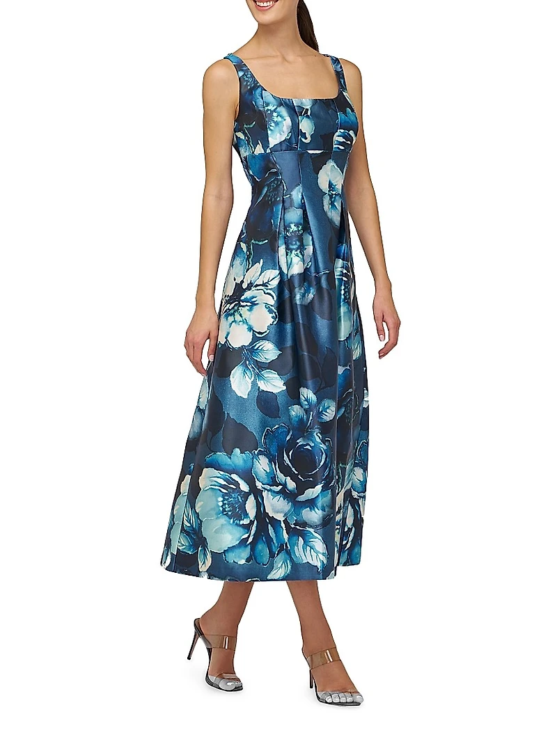 June Poppy Rose Satin Cocktail Dress