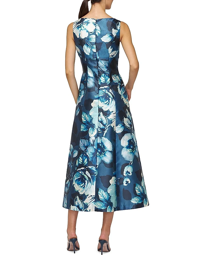 June Poppy Rose Satin Cocktail Dress