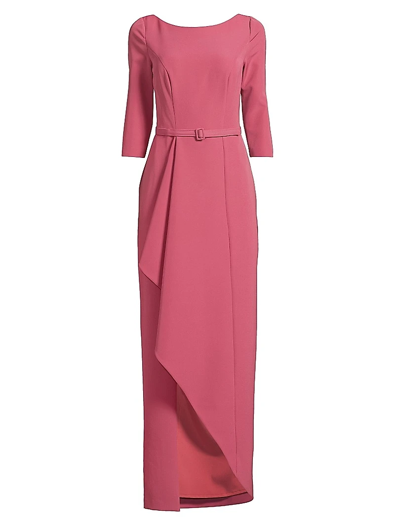 Julia Cascade Ruffle Crepe Column Gown