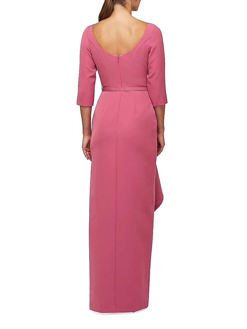 Julia Cascade Ruffle Crepe Column Gown