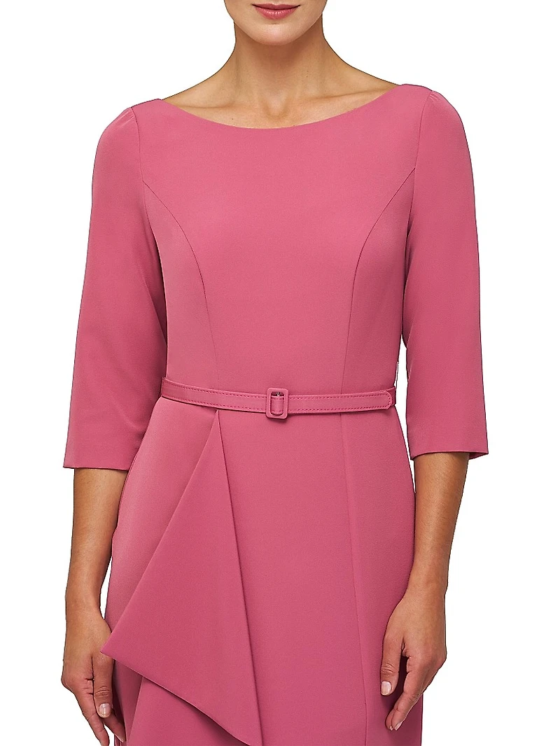 Julia Cascade Ruffle Crepe Column Gown