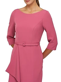 Julia Cascade Ruffle Crepe Column Gown