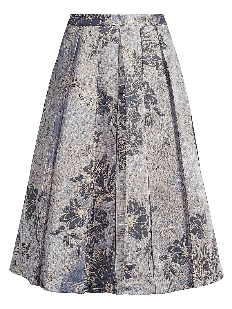 Bettina Jacquard Box Pleat Midi-Skirt