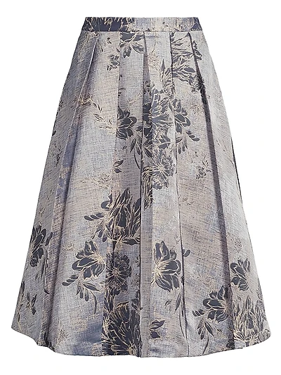 Bettina Jacquard Box Pleat Midi-Skirt