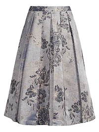 Bettina Jacquard Box Pleat Midi-Skirt