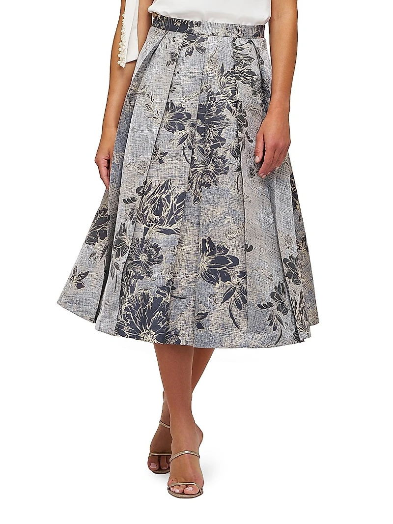Bettina Jacquard Box Pleat Midi-Skirt