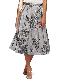 Bettina Jacquard Box Pleat Midi-Skirt