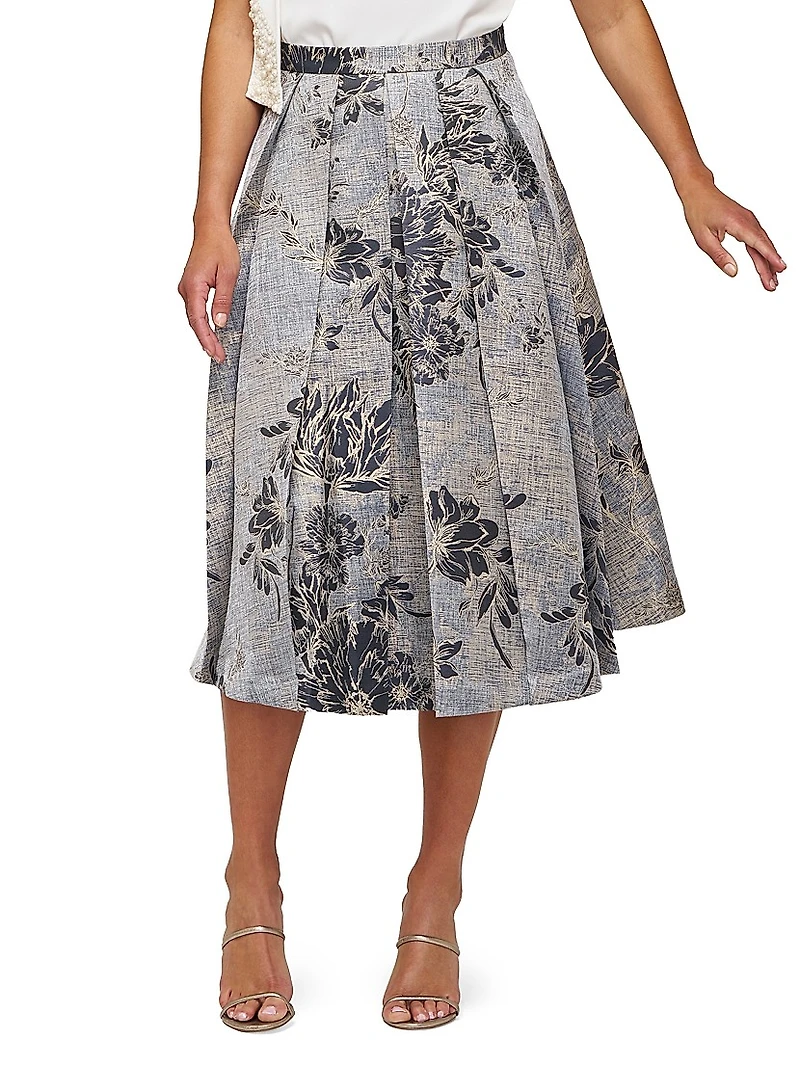 Bettina Jacquard Box Pleat Midi-Skirt