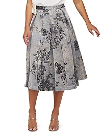Bettina Jacquard Box Pleat Midi-Skirt