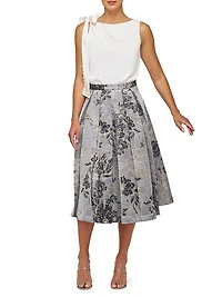Bettina Jacquard Box Pleat Midi-Skirt