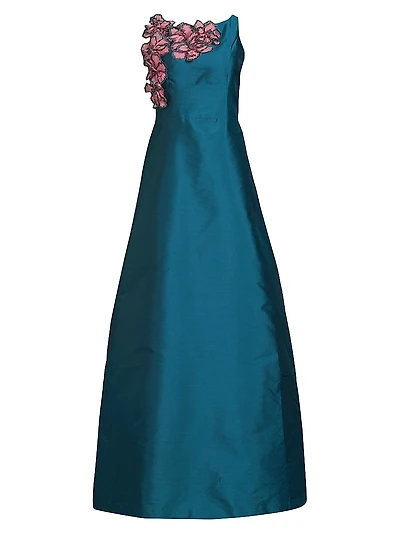 Giselle Floral Appliqué Sleeveless Gown