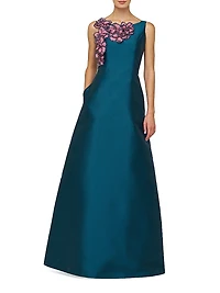 Giselle Floral Appliqué Sleeveless Gown
