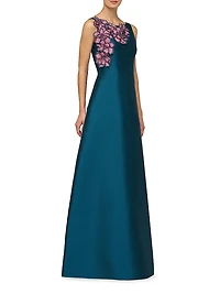 Giselle Floral Appliqué Sleeveless Gown
