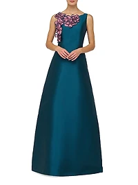 Giselle Floral Appliqué Sleeveless Gown