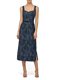 Drew Jacquard Belted Sheath Midi-Dress