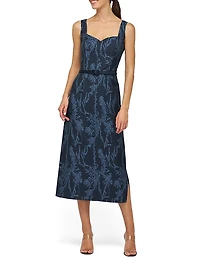 Drew Jacquard Belted Sheath Midi-Dress