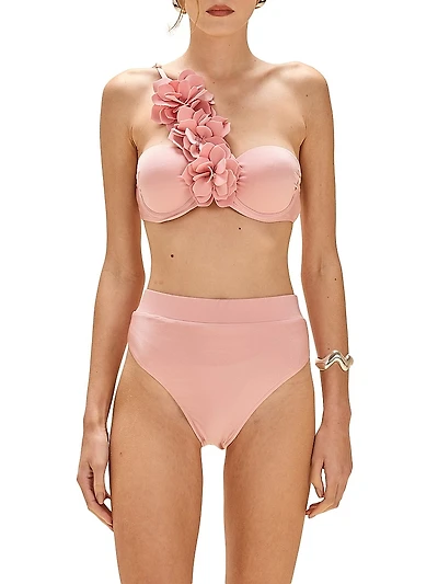 Lagoa Flower Appliqué Bikini Top