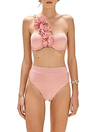 Lagoa Flower Appliqué Bikini Top