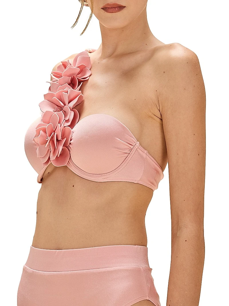 Lagoa Flower Appliqué Bikini Top