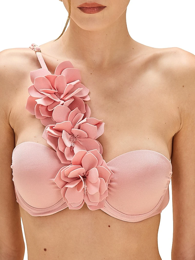 Lagoa Flower Appliqué Bikini Top