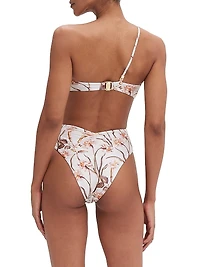 Botanic Retro Flower Appliqué One-Piece Swimsuit