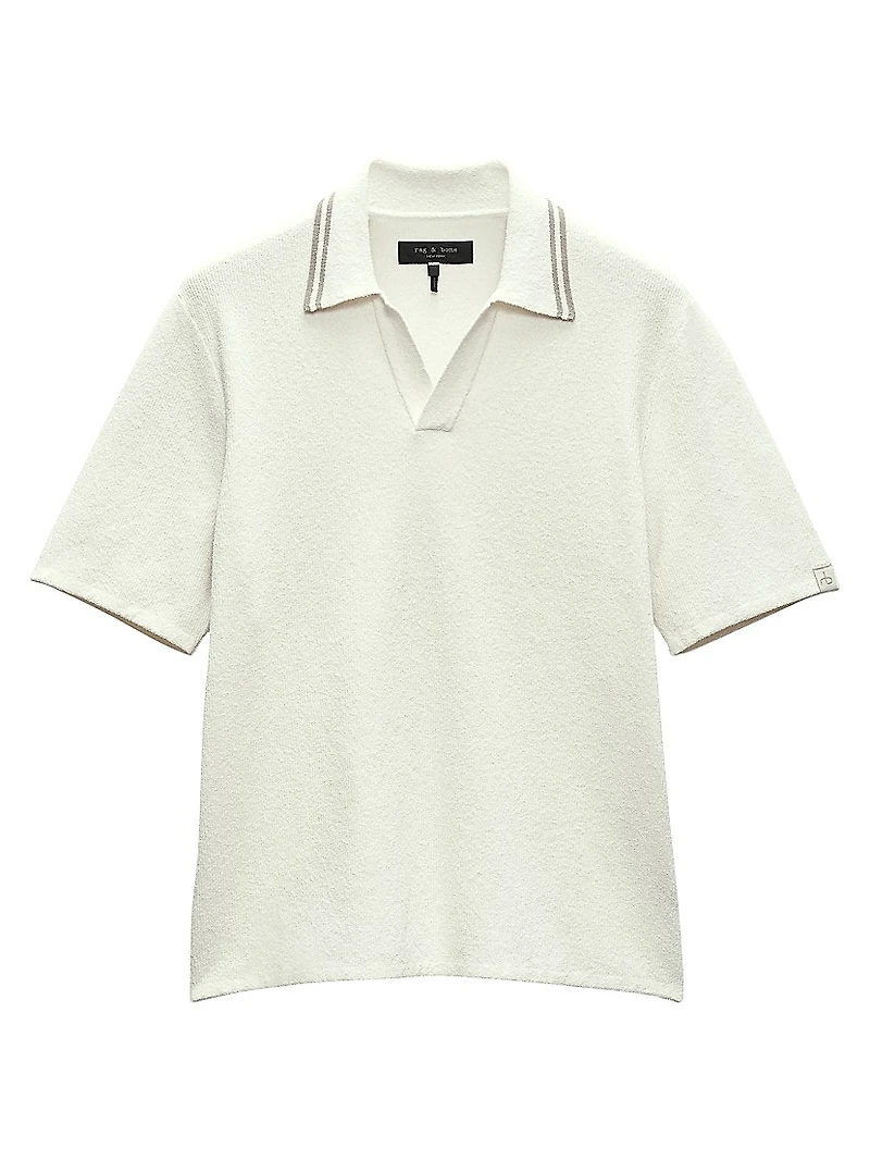 Cotton-Blend Johnny-Collar Polo Shirt