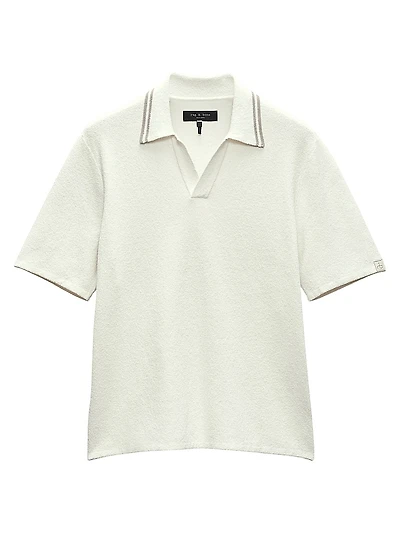 Cotton-Blend Johnny-Collar Polo Shirt