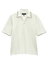 Cotton-Blend Johnny-Collar Polo Shirt