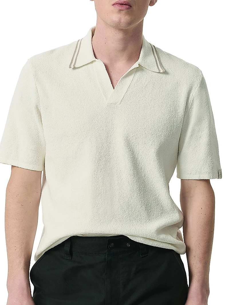 Cotton-Blend Johnny-Collar Polo Shirt