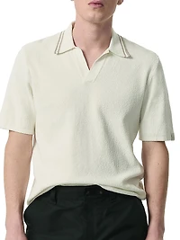 Cotton-Blend Johnny-Collar Polo Shirt